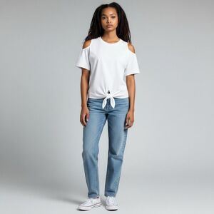 SHEIN White Cold Shoulder Short Sleeve Top Size M – Casual & Cute Basic Tee